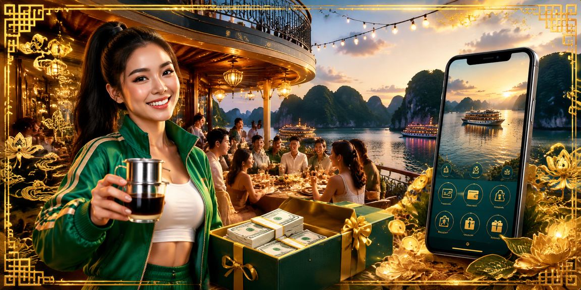 Vịnh Hạ Long nhìn từ boong thuyền – người dùng theo dõi kèo thể thao trên điện thoại